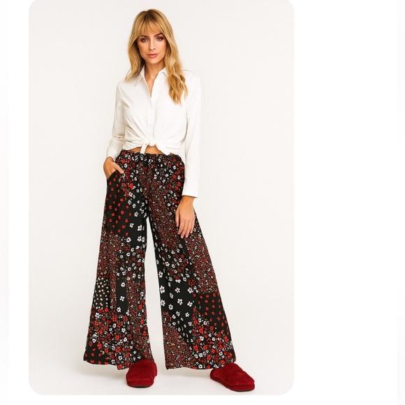 Pants - Floral Wide-Leg Pants hippie